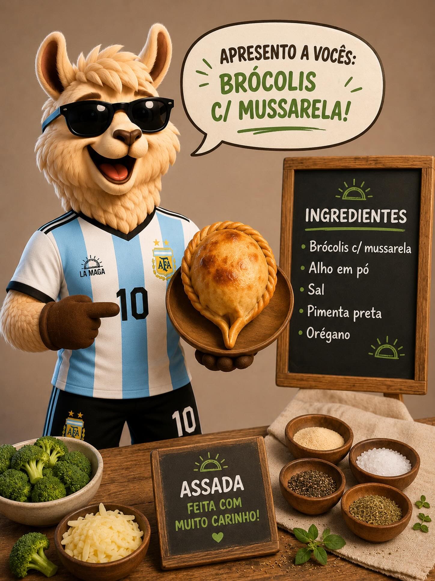Empanada de brócolis com mussarela